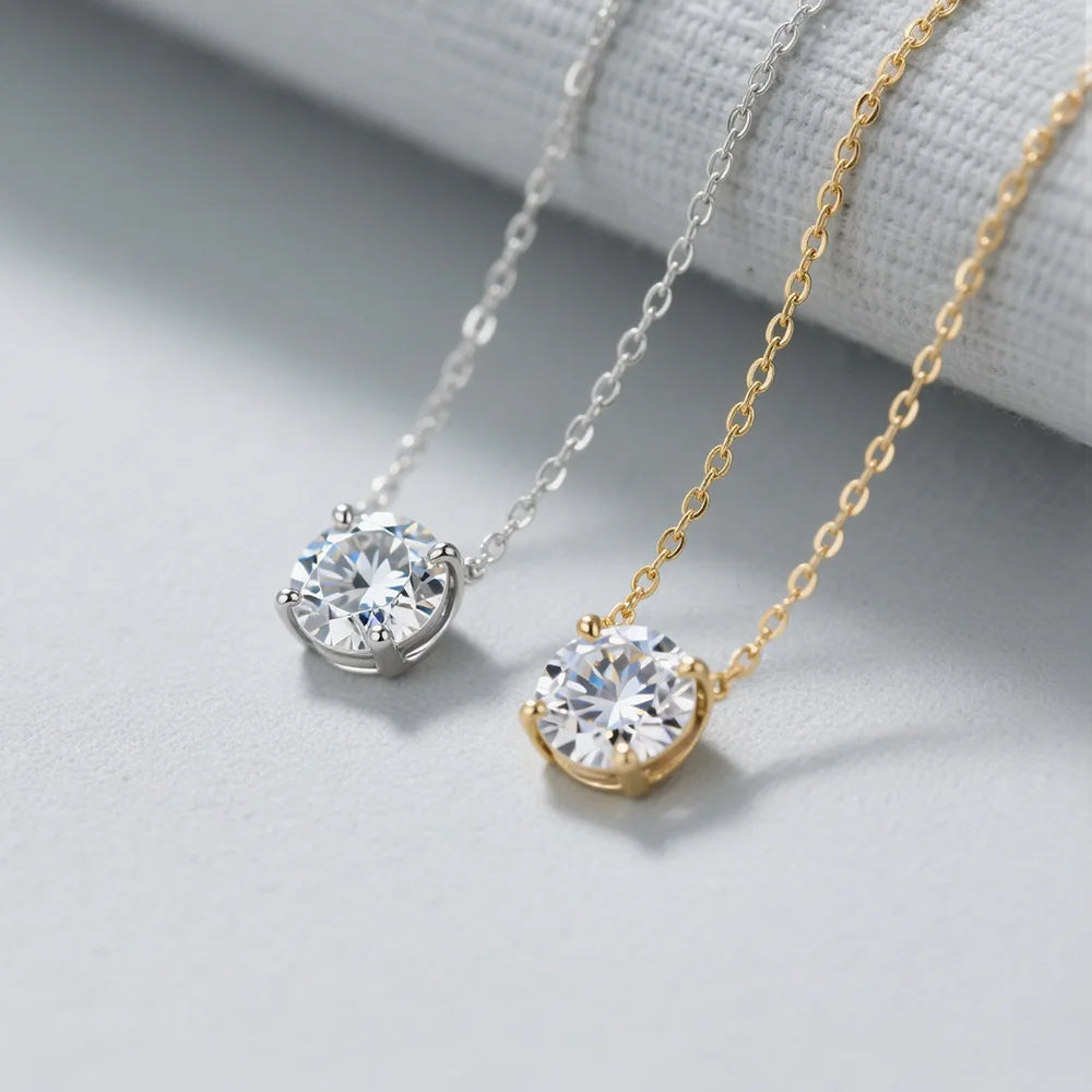 Classic Women's Moissanite Diamond Necklace  Simple Original 925 Sterling Silver Jewelry  premium Clavicle ChainFor women - Uknowucme