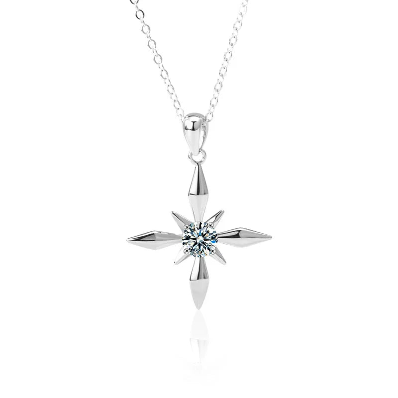 Moissanite Star Pendant Necklace Exquisite Sterling Silver S925 Clavicle Necklace, Elegant Girlfriend Gift, Light Luxury Jewelry - Uknowucme