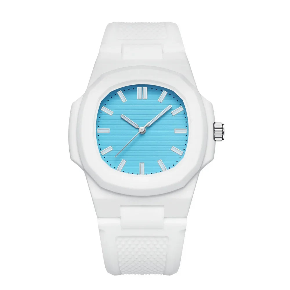 Men Women Watch Classic Orologio Simple Couple Black White Silicone Blue Reloj Quartz Wristwatch Male Man Ladies Student Clock - Uknowucme