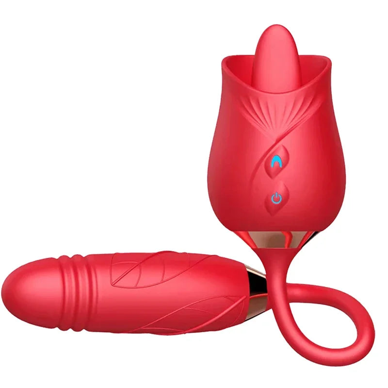 Rose Sucking Vibrator Women Masturbator Nipple Penetration Vagina Vibrator Sucker Dildo Masturbators 2 in 1 Sexy Shop Products