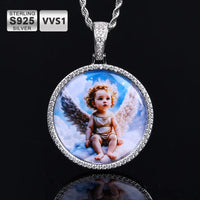 Custom Moissanite Photo Pendant 925 Silver VVS Personalized DIY Memory Picture Mini Small Medium Circle Chain Pendant Necklace - Uknowucme