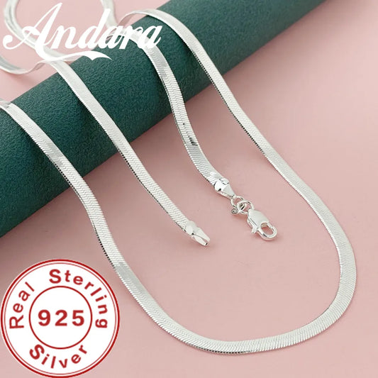 Original 925 Sterling Silver fine 4MM Blade Chain Necklace for Women Men Luxury wedding party Jewelry Holiday gifts - Uknowucme