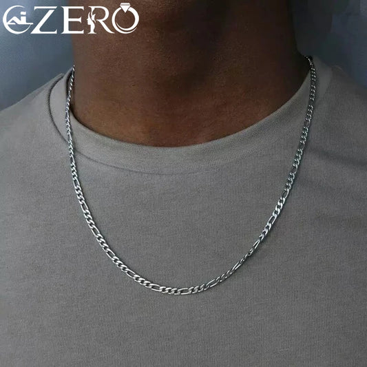 40-75cm 925 Silver 4mm Figaro Chain Necklace for Women Men Long Necklace Hip Hop Jewelry Gift - Uknowucme