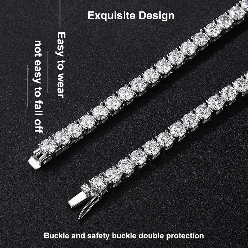 NeeTim 925 Sterling Silver Real Moissanite Tennis Necklace Bracelet for Women Men Lab Diamonds with GRA Certificate Neck Chain - Uknowucme