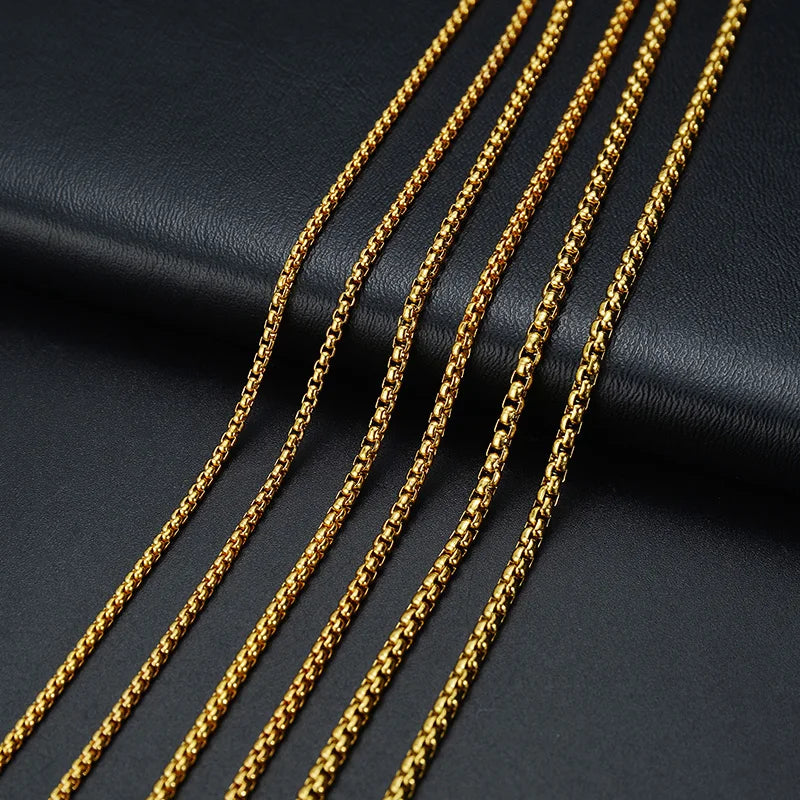 Treebud 3mm 40cm/50cm/60cm Gold Color Chain Necklace Stainless Steel Punk Cuban Chain Rope Chain Snake Chain Necklaces Jewelry - Uknowucme