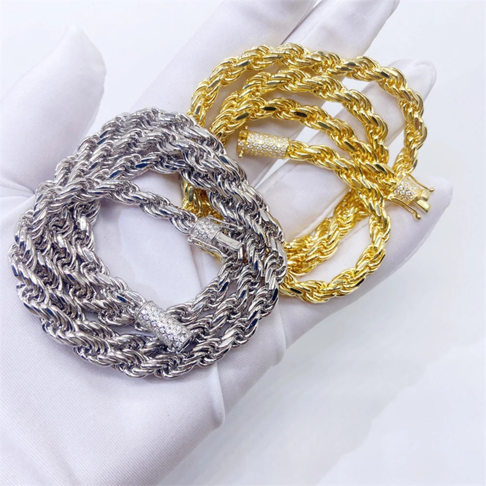 6mm VVS Moissanite Rope Chain Necklaces S925 Silver Choker Real Diamond Pass Tester Iced Out Necklaces For Women Men With GRA - Uknowucme