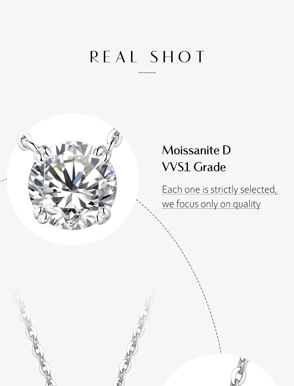 Moissanite Diamond 6.5mm 1CT Necklace For Woman Pendant 925 Silver Necklace For Women Chains Party Bridal Fine Jewelry - Uknowucme