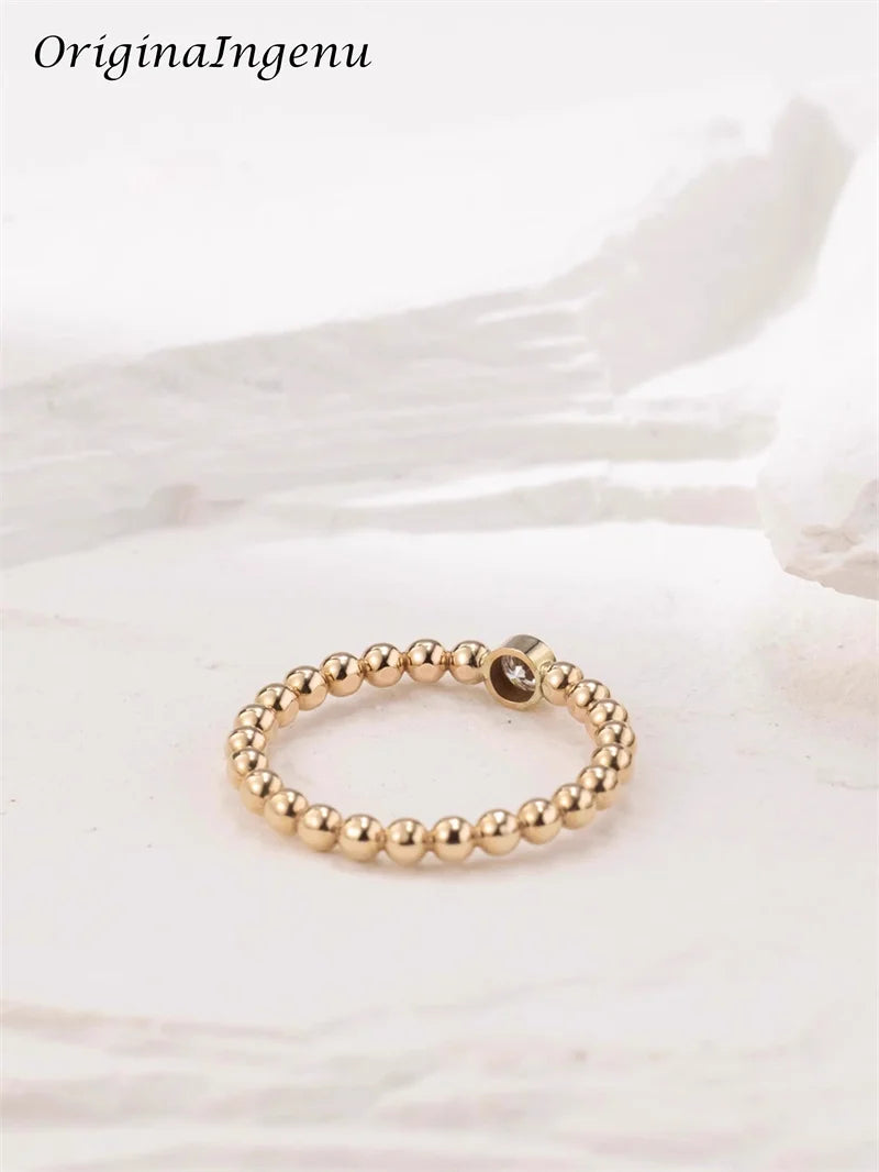 14K Gold Filled Moissanite Ring Handmade Beads Band Ring Minimalism Jewelry Tarnish Resistant Jewelry Boho Women Ring - Uknowucme