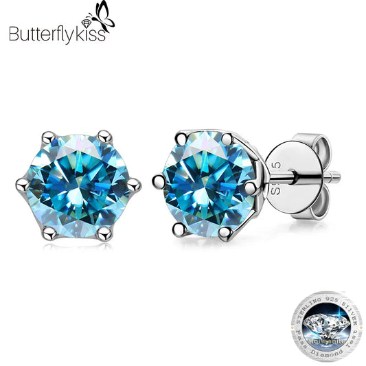 Butterflykiss Real 1 CT D Color Moissanite Stud Earrings For Women Top Quality 925 Sterling Silver Sparkling Wedding Jewelry - Uknowucme