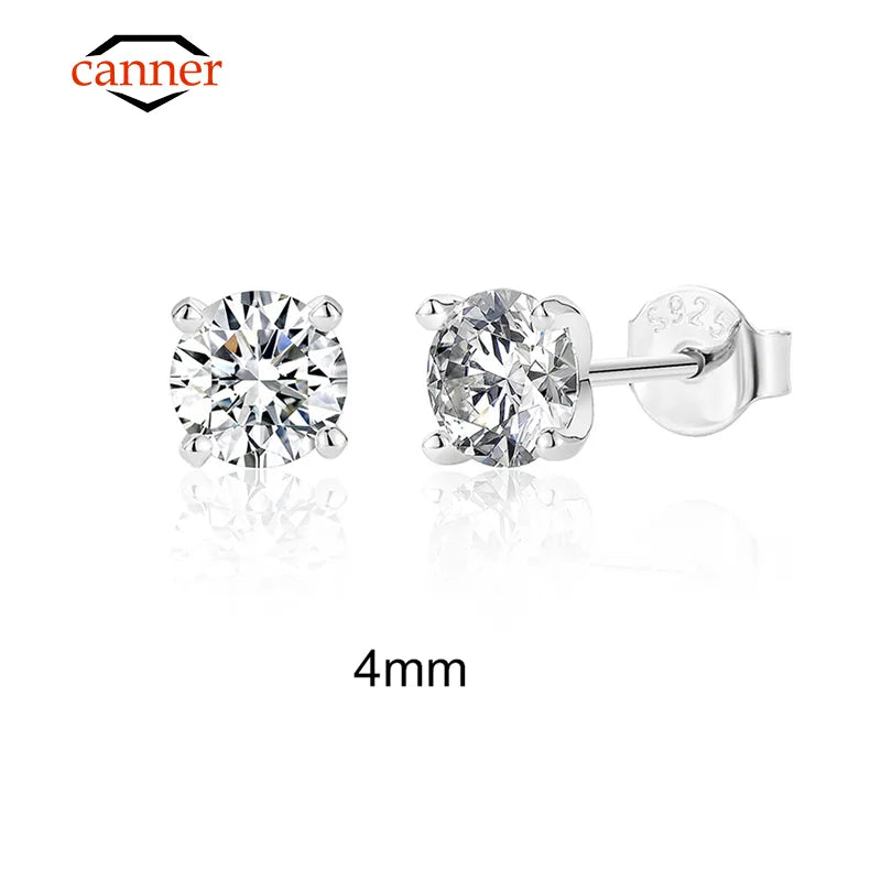 CANNER 0.5-1.2 Carat D Color Moissanite Ear Stud Earrings For Women 925 Sterling Silver Sparkling Piercing Earring Fine Jewelry - Uknowucme