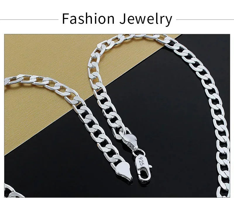 Wholesale Men's 925 Sterling Silver Necklace 2/4/6/8/10/12MM 40-75cm Chain Lobster Clasp Man Boy Women Engagement Jewelry - Uknowucme