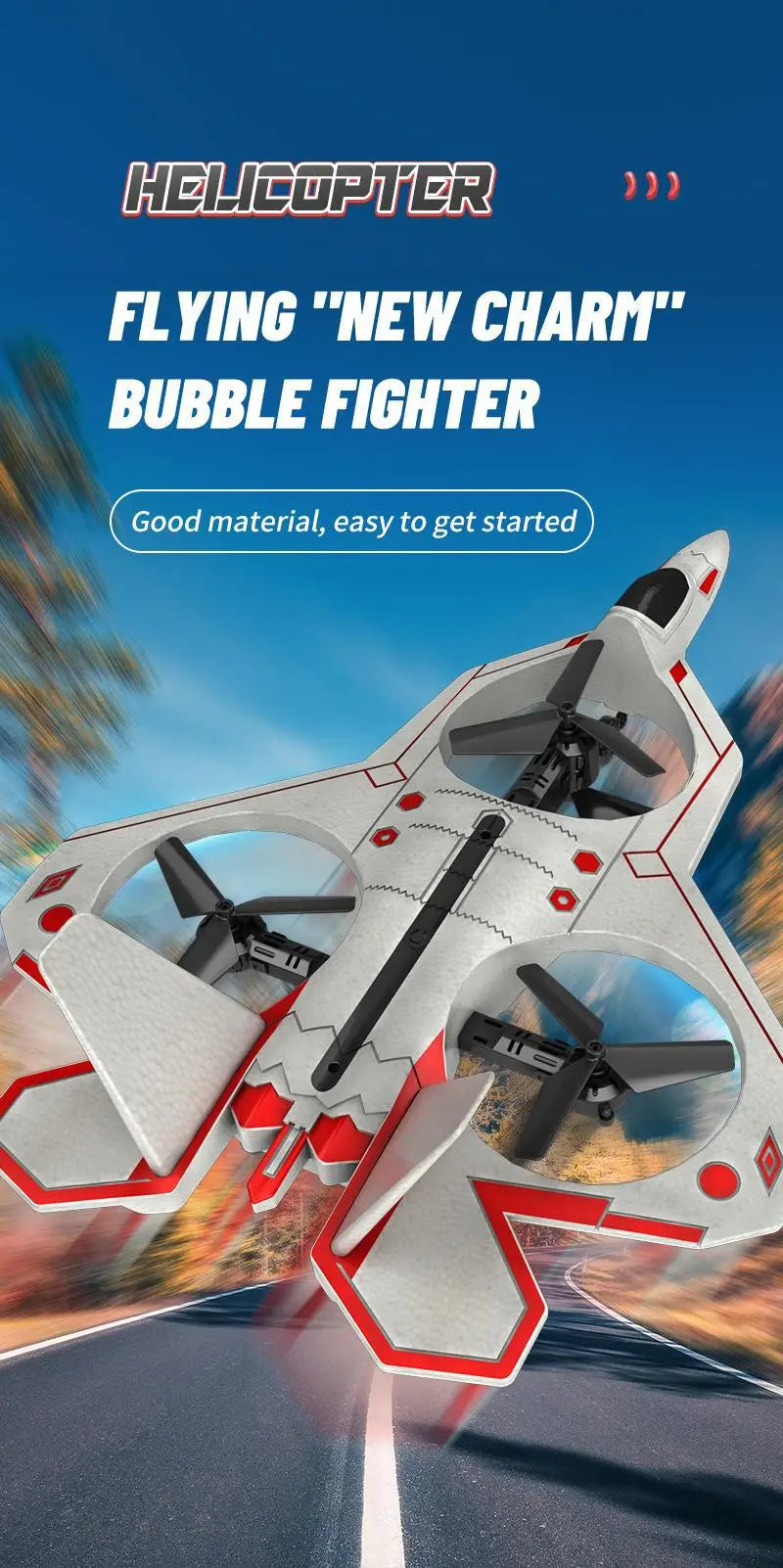 Drone Stunt Fighter Aircraft Model Four-axis Aircraft Remote Control Aircraft Foam Aircraft Roll Rotation Suspension - Uknowucme