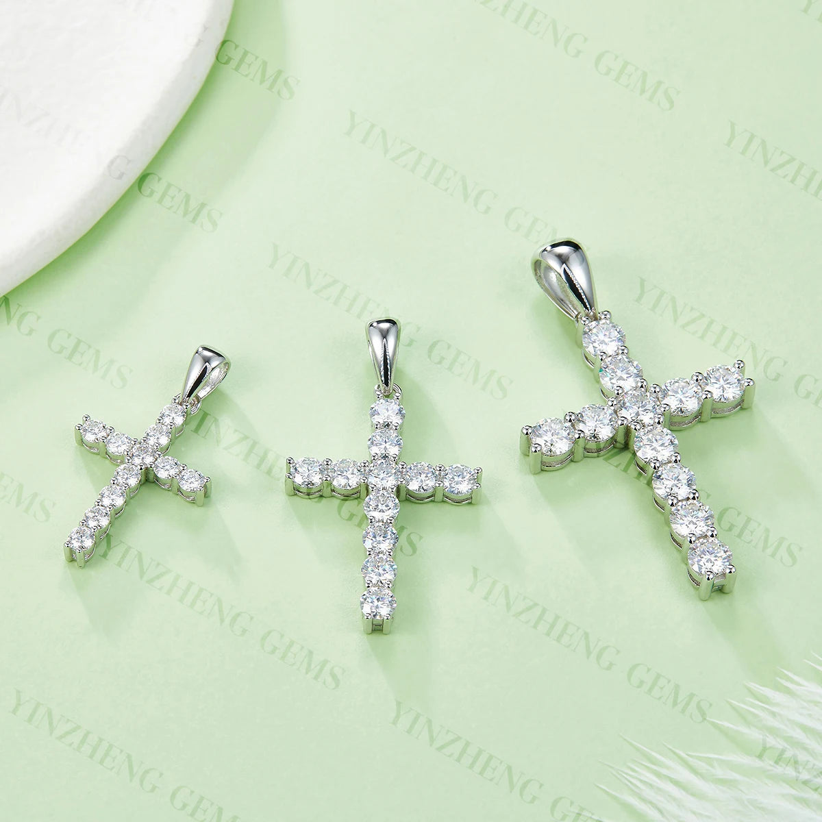 YinZheng Moissanite Jewelry 925 Sterling Silver Cross Pendant D VVS Diamond Moissanite Cross Pendant Hip Hop & Rock Religious - Uknowucme