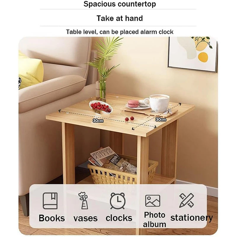 Simple Bedside table Solid Wood Nightstands Double-Layer Night table Living Room Sofa Side Table Modern Home Bedroom furniture - Uknowucme