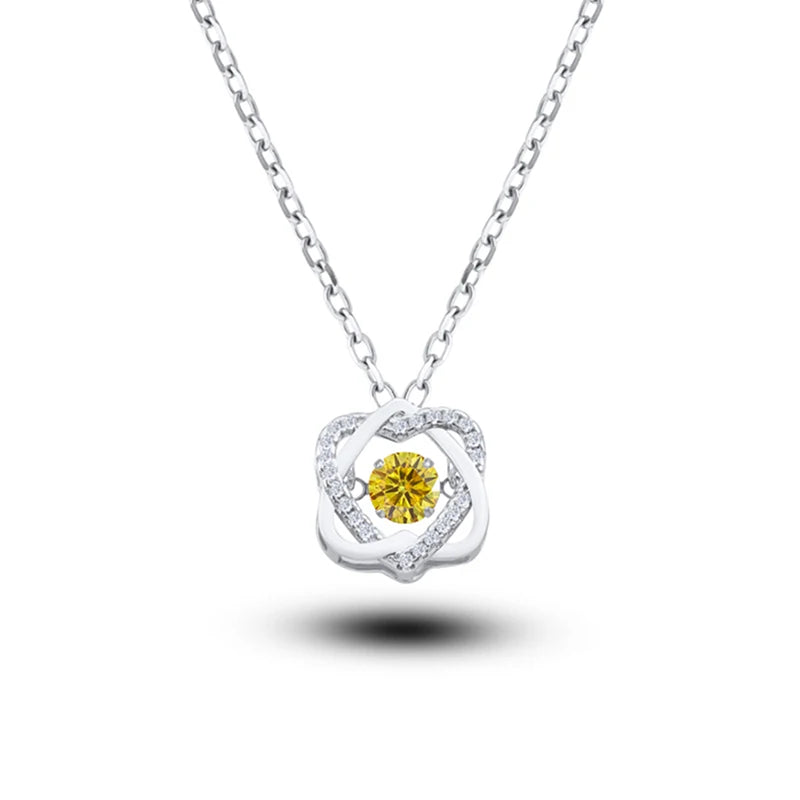 Moissanite Necklace For Women 100% Sterling S925 Silver With White Gold Plated Lab Diamond Jewelry Wedding Pendant with O-chain - Uknowucme