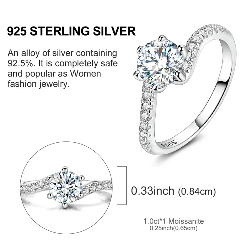 Moissanite Diamond Ring Real 925 Sterling Silver Simple Sparkling Shiny Oval Stone Ring For Women Engagement Luxury Fine Jewelry - Uknowucme