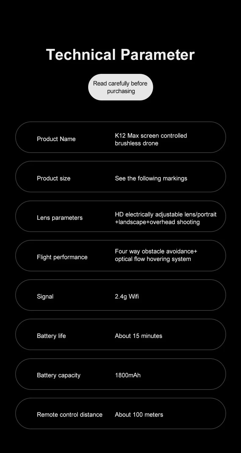 Drone New Upgrade with Screen Remote Control K12 MAX 8K HD Mini Dron Obstacle Avoidance Brushless Aerial UAV FPV Quadcopter Toys