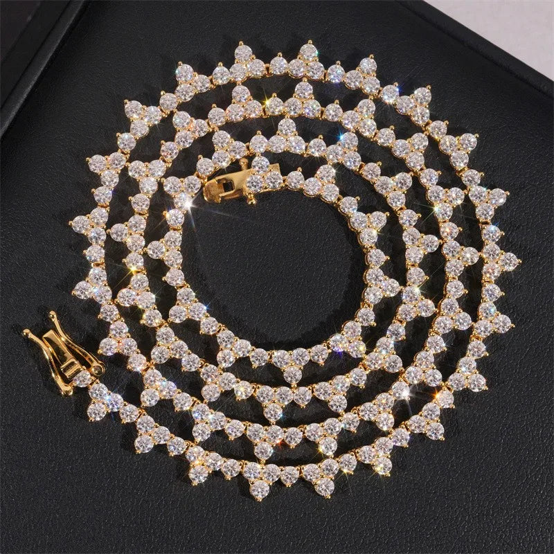 925 Silver 2.5MM Real Moissanite Tennis Necklace 3 Prong Hiphop Jewelry Bling Diamond Link Chain Necklaces Women Men Pass Tester - Uknowucme