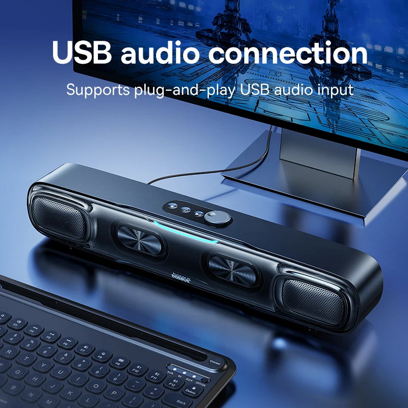 Baseus DS10 Desk Mini Soundbar Speaker Bluetooth 5.3 Triple-Mode Audio 3D Soundscape Surround SubwooferSound Box for Laptop PC - Uknowucme