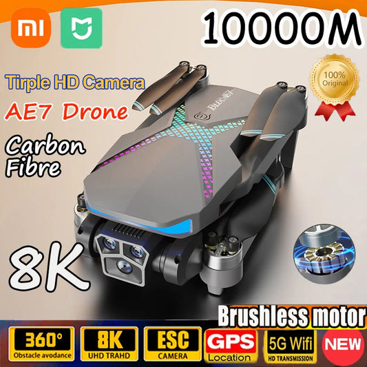 Xiaomi AE7 Drone HD8K Profesional Triple Camera Aerial Photography GPS FPV Brushless Obstacle Avoidance RC Quadcopter 10000M