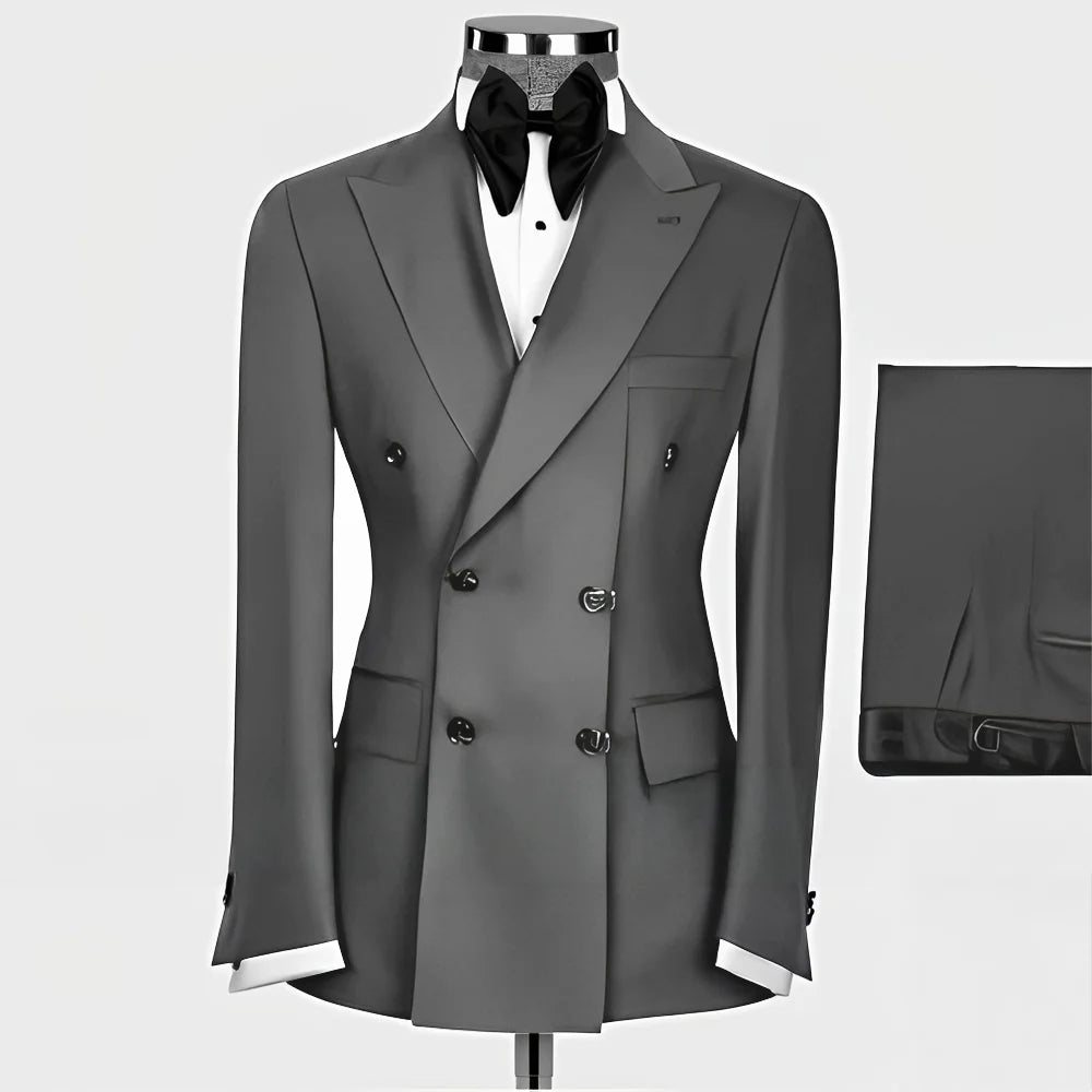 Formal Men's Suit 2-piece Peak Lapel Blazer Groom Wedding Tuxedo Classic Slim Fit Outfit Tailor-made Tuxedo for Male - Uknowucme