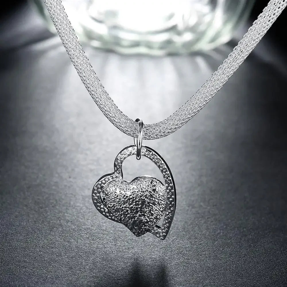 925 Sterling Silver Necklace Gorgeous Charm Fashion  Heart Wedding Lady Love for Women Noble Luxury 18 Inches 45cm Jewelry - Uknowucme