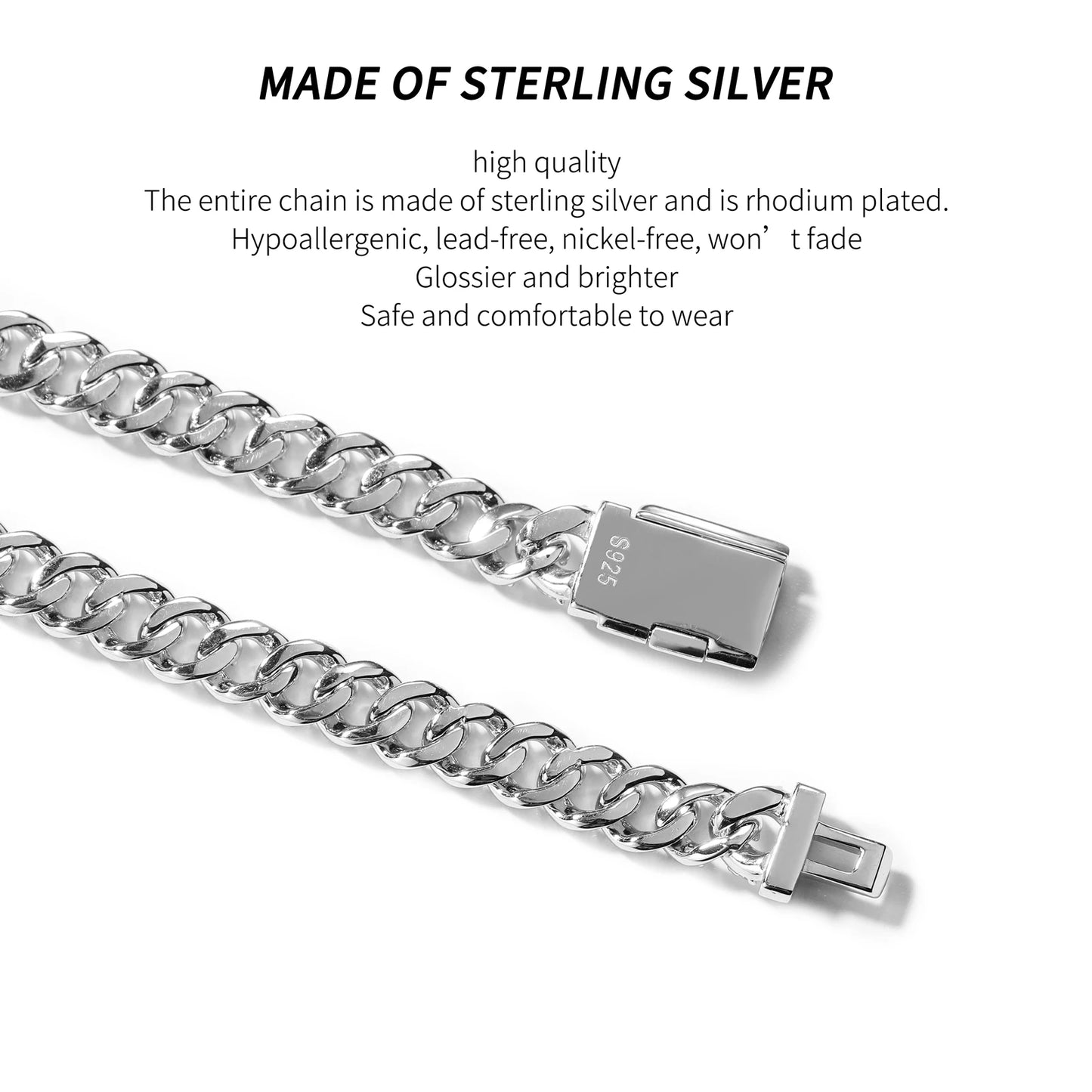 Uwin S925 Moissanite 6mm Cuban Chain Miami Sterling Silver Necklace for Women Bracelets Diamond Tester High Quality Fine Jewelry - Uknowucme