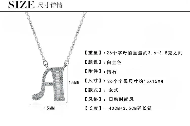 Moissanite A-Z Initial Letter Pendant Necklace For Women Girls 26 Letters 925 Sterling Silver Hip Hop Man Name Jewelry Gift - Uknowucme