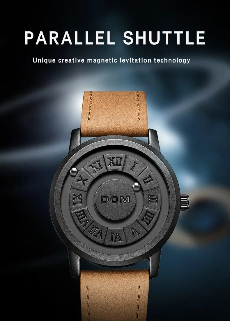 DOM 1345 Men Quartz Watch Fashion Personality Creative Scrolling Iron Ball Magnetic Pointer Waterproof  for Male Watches Gift - Uknowucme