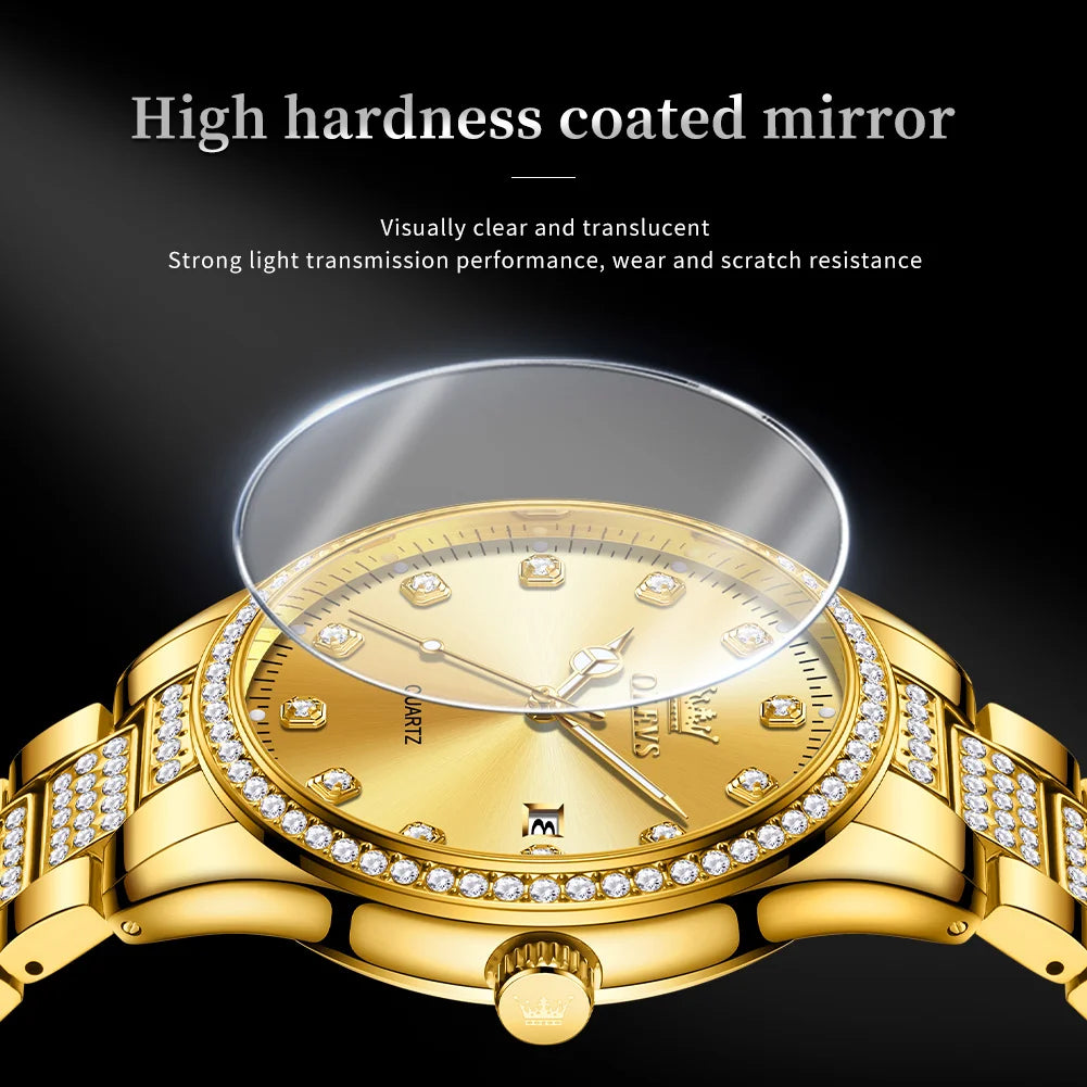 OLEVS Original Fashion Quartz Watch for Men Stainless Steel Waterproof Calendar Luminous High Quality Fashion Wrist Watch Men - Uknowucme