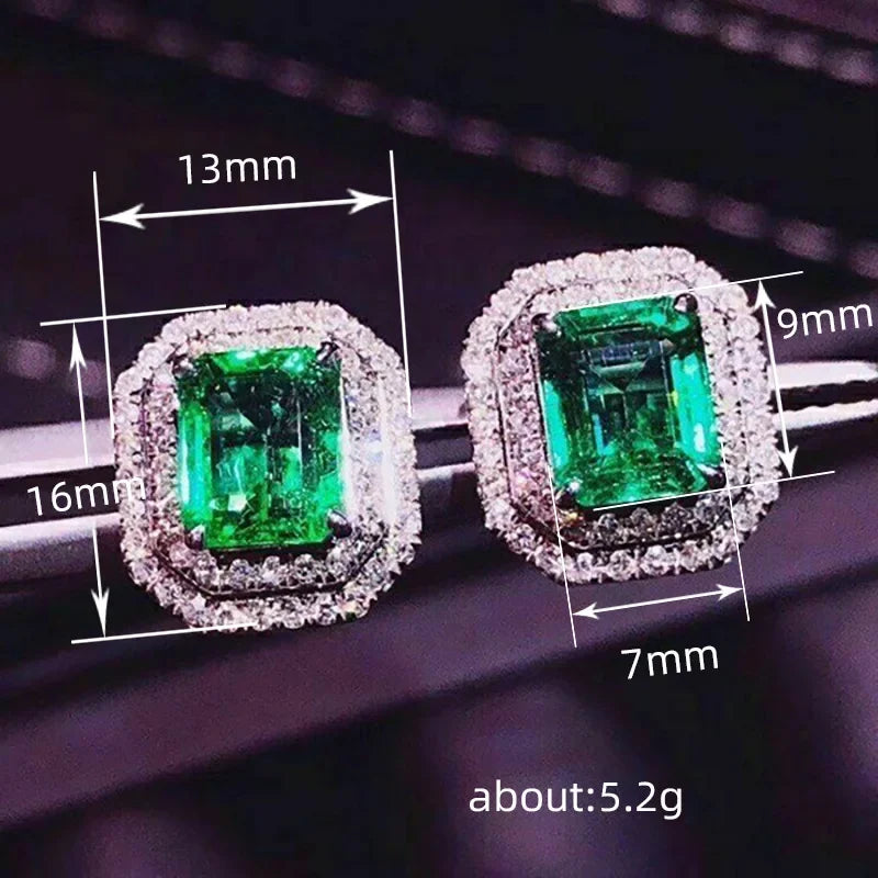 2025 Geometric Green CZ Sparkling Cubic Zirconia Earrings, Suitable for Women's Wedding Parties, Elegant  Jewelry - Uknowucme