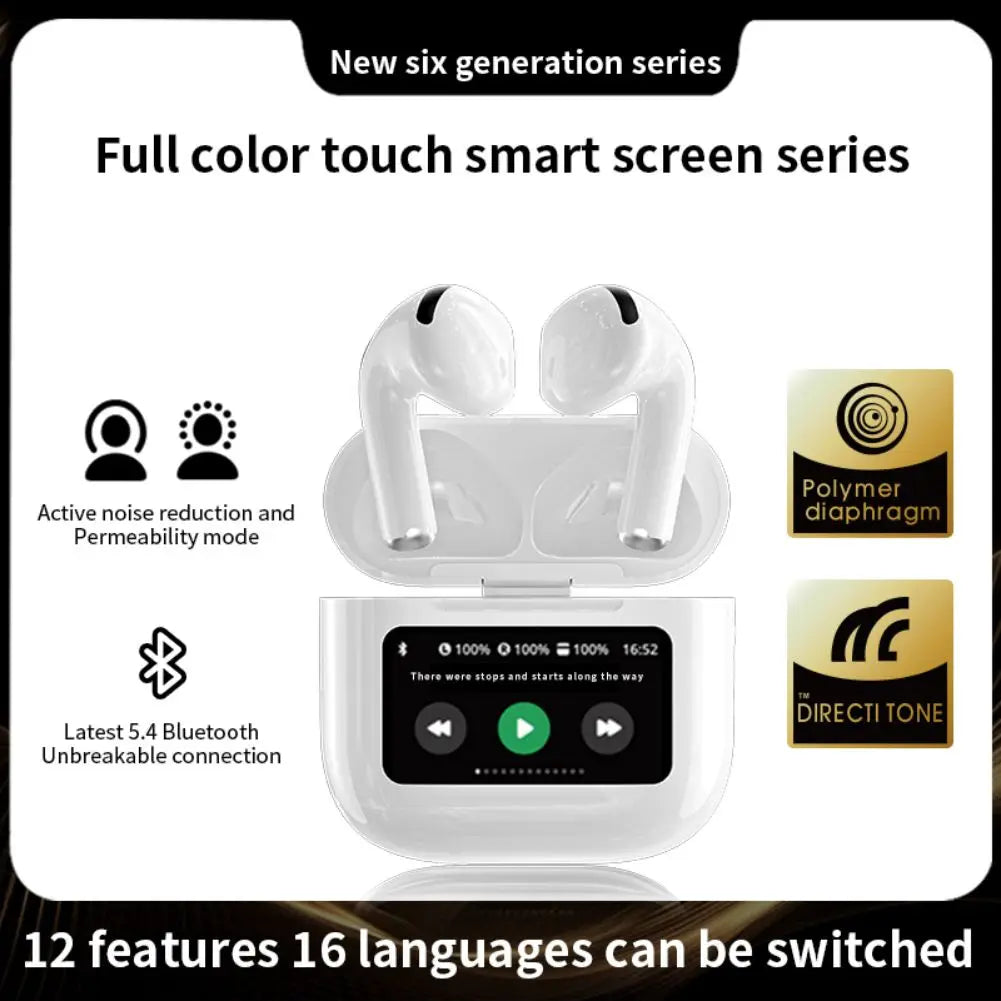 A12Pro Wireless Earbuds ENC Noise Canceling Ear Buds With Touchscreen Stereo Headphones For Smart Phones Tablet