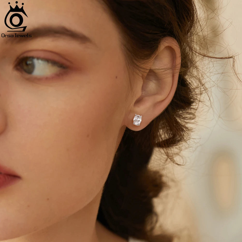 ORSA JEWELS Exquisite 925 Sterling Silver Zircon Earrings for Women Shiny 8A Premium Cubic Zirconia Earrings Party Jewelry LZE03 - Uknowucme