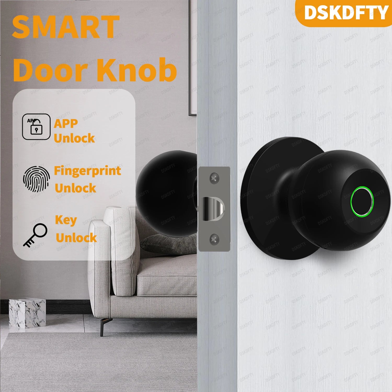 Fingerprint Door Lock For Bedroom Smart Lock Biometric Door Knob Lock with App Control for Bedrooms Cloakroom Apartments Offices - Uknowucme