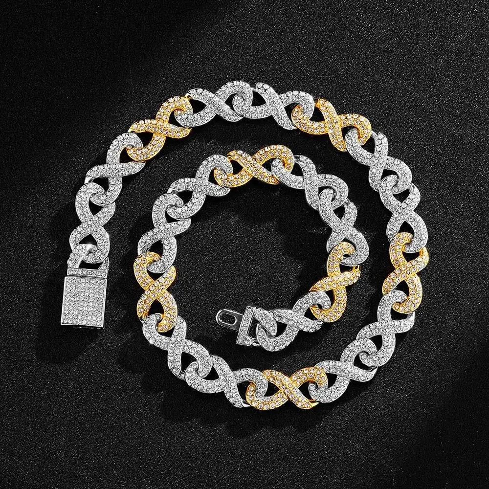 2023 New High Quality 15mm Iced Out Bling Micro Paved Cz Symbol Cuban Link Chain Choker Necklace Hip Hop Jewelry  For Boy Men - Uknowucme