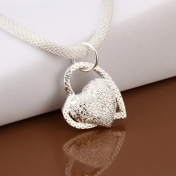 925 Sterling Silver Necklace Gorgeous Charm Fashion  Heart Wedding Lady Love for Women Noble Luxury 18 Inches 45cm Jewelry - Uknowucme