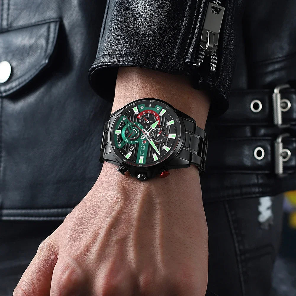 CURREN  Multifunctional Quartz Men's Watch Sport Stainless Steel Strap Luminous Watch with Automatic Date часы мужские наручные - Uknowucme