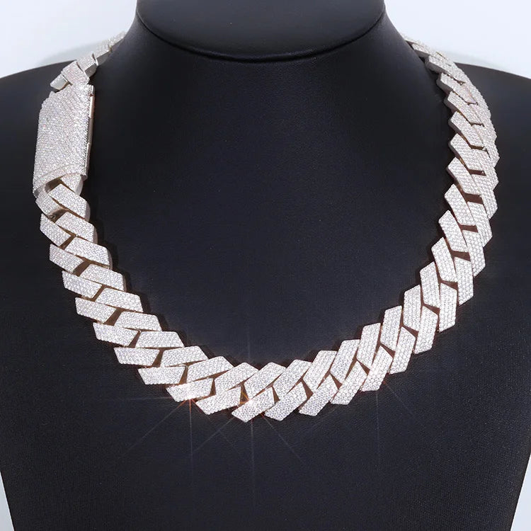 20mm 4rows Gold Plated 925 Sterling Silver Iced Out Moissanite Diamond Cuban Link Chain - Uknowucme
