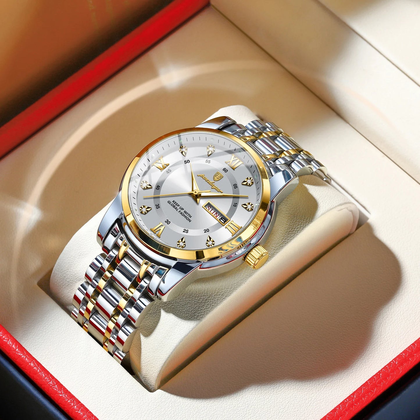 POEDAGAR Luxury Trendy Watch for Men Waterproof Luminous Date Week Man Watch Business Quartz Stainless Steel Men's Watches Reloj - Uknowucme