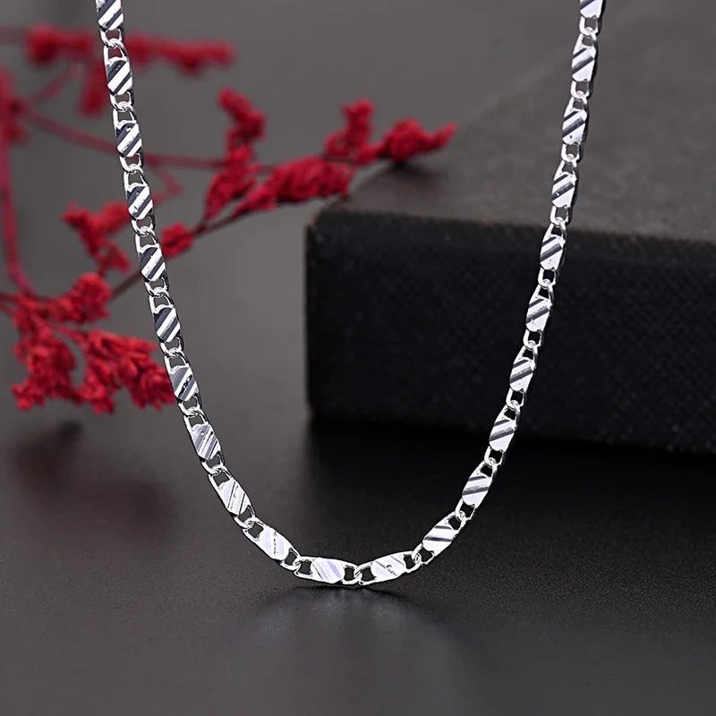 925 Sterling Silver 16/18/20/22/24/26/28/30 Inch Figaro Chain Necklaces For Women Luxury Designer Jewelry URBABY - Uknowucme