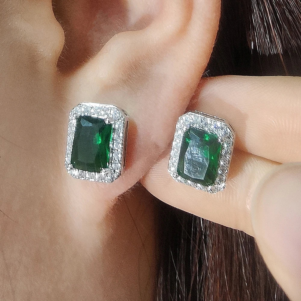 2024 New Luxury Princess Green Color Earring for Women Anniversary Gift Jewelry Wholesale Moonso E6049 - Uknowucme