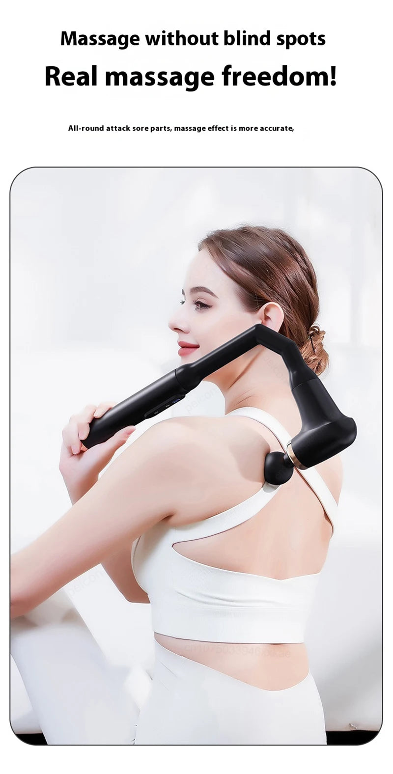 Massage Gun  Muscle Massager Deep Tissue With Extended Handle Portable Rechargeable Fascia Gun for Neck Shoulder Back Leg
