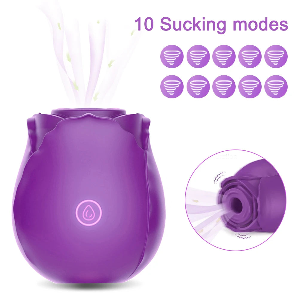 Rose Sucking Vibrator Women Masturbator Nipple Penetration Vagina Vibrator Sucker Dildo Masturbators 2 in 1 Sexy Shop Products