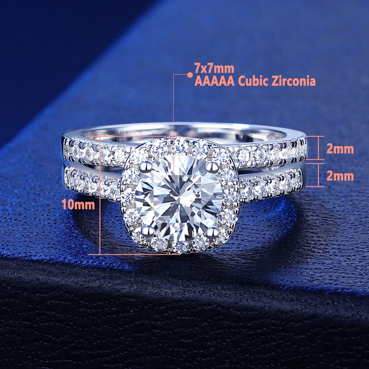 Newshe Prata 925 Silver Engagement Rings Set for Women Anillos Brilliant Halo Round Cut Cubic Zircon Luxury Wedding Jewelry - Uknowucme