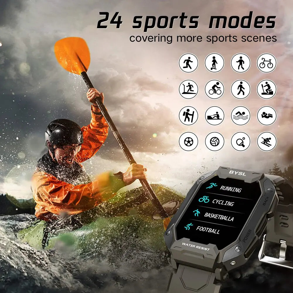 BYSL S20 Smartwatch Men 1.69 Inch HD Screen Bluetooth Call Sport Fitness 5ATM Waterproof Tracker Sleep Monitor Smart Watch - Uknowucme