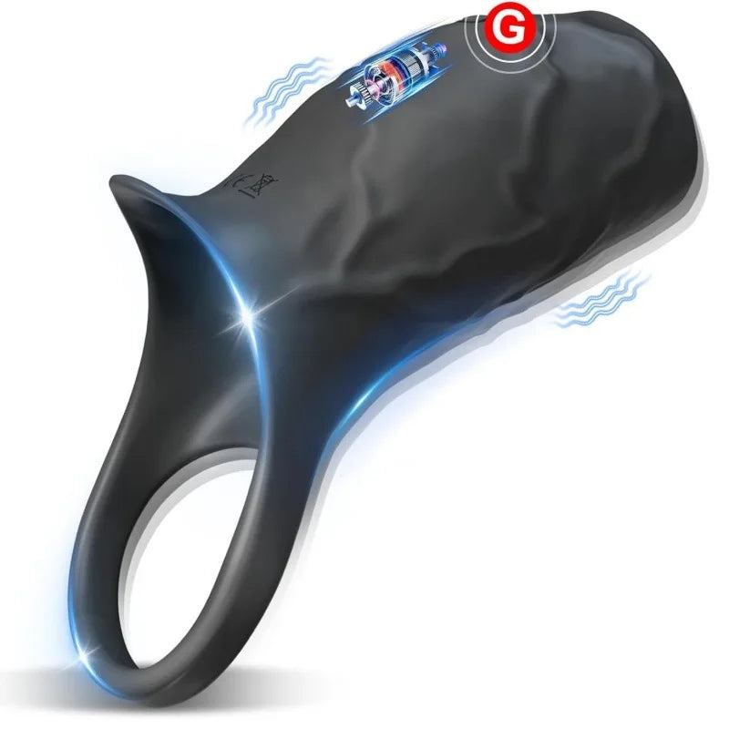 Vibrating men's penis set, fine-locking set vibrator penis erection testicles G-spot irritating toy shared fun for men and women