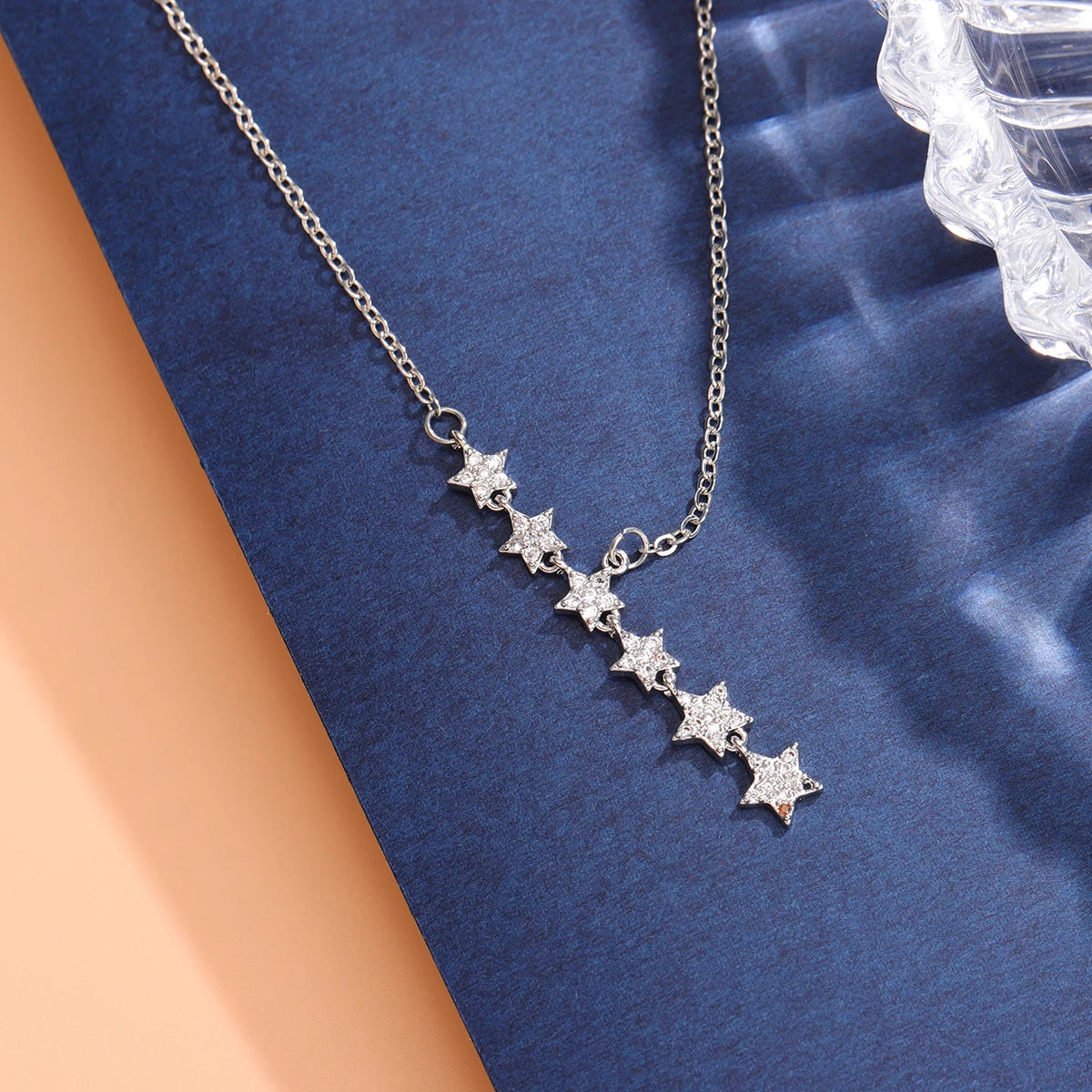 Fashion Pentagram Star 925 Sterling Silver Crystal Clavicle Chain Necklaces  XL065 - Uknowucme