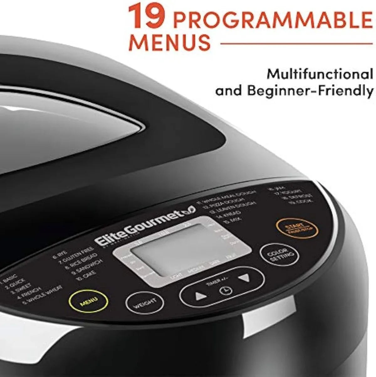 EBM8103B Programmable Bread Maker Machine 3 Loaf Sizes, 19 Menu Functions, 2 Lbs, Black | USA | NEW