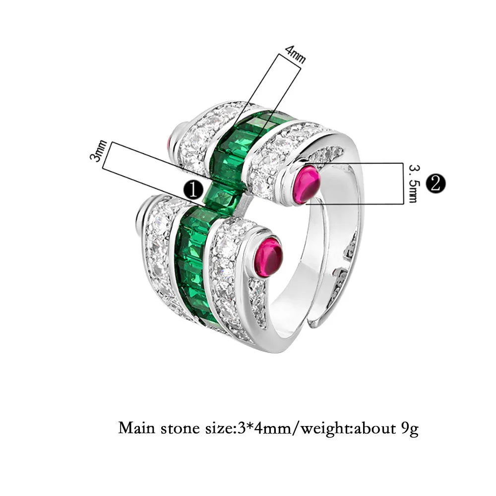 New Retro 3*4MM Ruby Emerald Sapphire Rings Lab Diamond Gemstone Cocktail Party Fine Jewelry Female Anniversary Personality Gift - Uknowucme