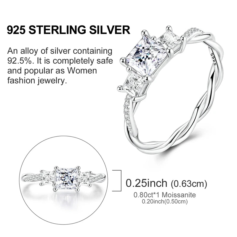 Moissanite Diamond Ring Real 925 Sterling Silver Simple Sparkling Shiny Oval Stone Ring For Women Engagement Luxury Fine Jewelry - Uknowucme
